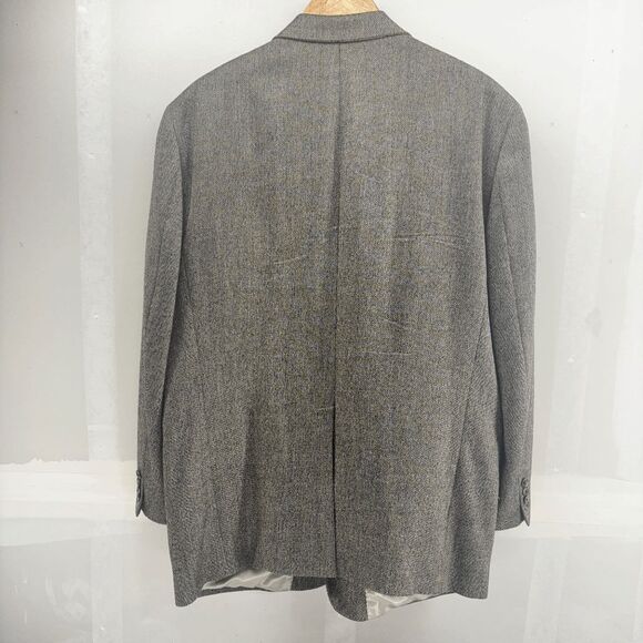 Vintage Hart Schaffner Marx Wool Blazer Suit Jack Small Houndstooth Plaid 46L - Picture 3 of 7